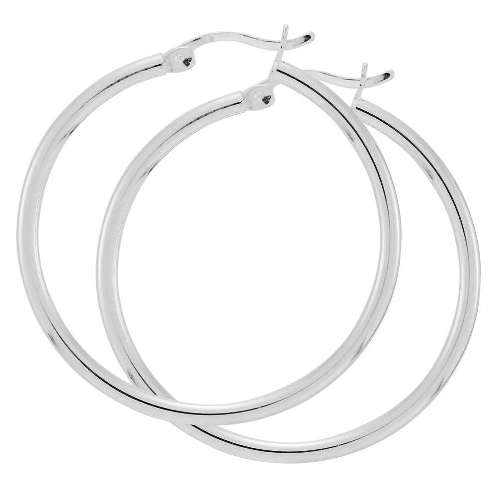 NWT Silpada Sterling Silver Polished Hoop Earrings 30 mm Modern Minimalist Style